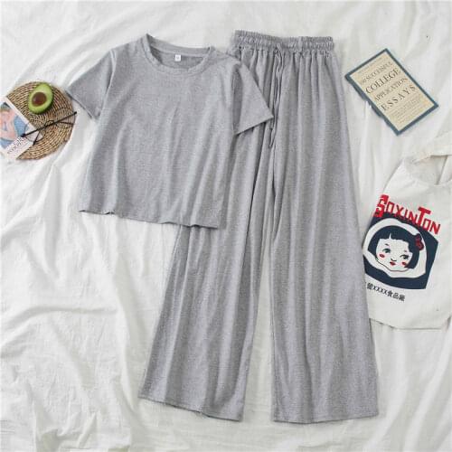 2 Piece Set Clothing Women Sets 2021 Korean Short-sleeved Suit Spring/summer Small Wide-leg Pants Sports Leisure Two-piece Suit