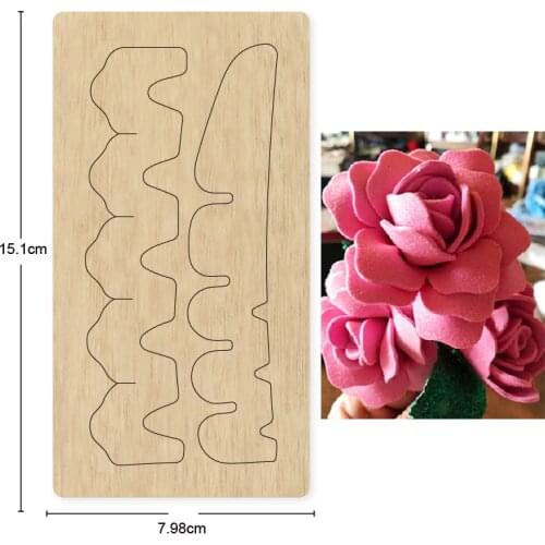 Rose flower handmade leather goods DIY stamping engraving laser mold leather crafts wooden kraft paper tools