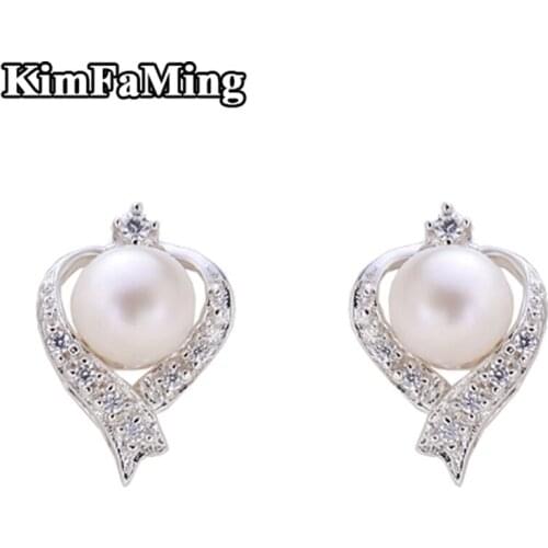 Small Acute Silver Pearl Stud Earrings for Girls in Gift Jewelry PSE004
