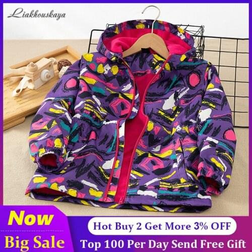 Jacket For Girls 2021 Spring ChildrenS Hooded Clothes Girls Coat Windbreaker Outerwear Kids Polar Fleece Waterproof Windproof