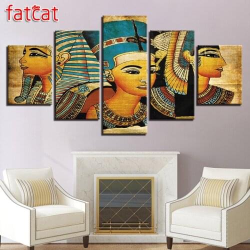 FATCAT Diy Diamond Painting 5 Pieces Ancient Egypt Needleworks Full Square Round Drill Diamond Embroidery Sale Art Decor AE837