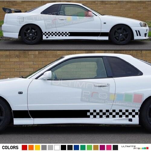 For x2 Stripes Decal kit Nissan skyline mirror lip tune cover drift R34 R33 skirts