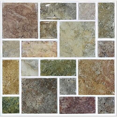 Wall Tile Stickers Peel and Stick Self-Adhesive Wall Tile with Mosaic Effect for Kitchen Bathroom Backsplash 9" X 9" Pack of 10
