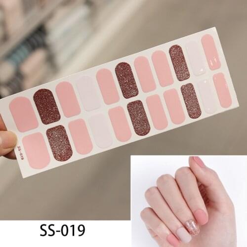 22tips/sheet Korean Style Beauty Nail Art Stickers Full Cover Nail Wraps Decorations DIY Nail Adhesive Nails Decals