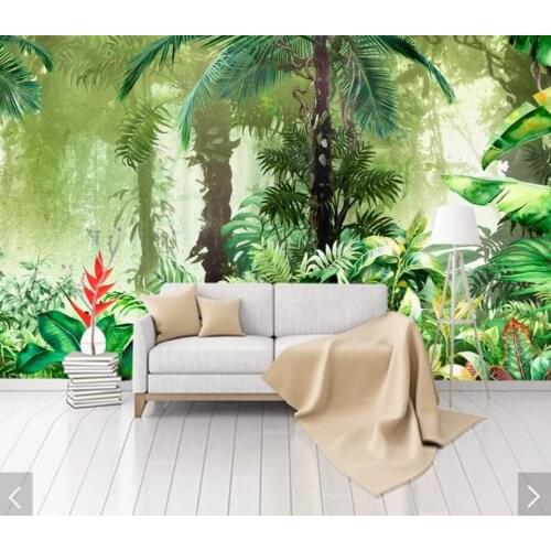 Nordic Green Leaves Wallpapers 3d Wall Murals Wallpaper for Bedroom Home Wall Decor Custom Floral Printed Photo Wall Paper Mural