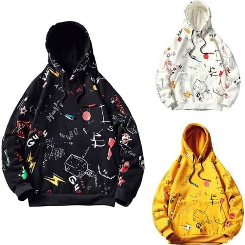 New Spring and Autumn Fashion Mens Casual Hoodie Sweatshirt Vintage Painted Style Hip Hop Creativity Streetwear Cotton Hoodies
