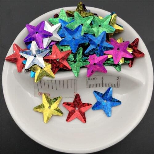 20g 20mm Laser Cup Star Shape Loose PVC Sequins Paillette sewing Wedding craft decoration With 1 hole