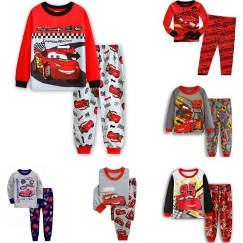 Children pajamas sleepwear Pixar Cars Lightning McQueen Pyjamas Pijamas pajamas sleepwear Cotton Nightwear Clothes Set