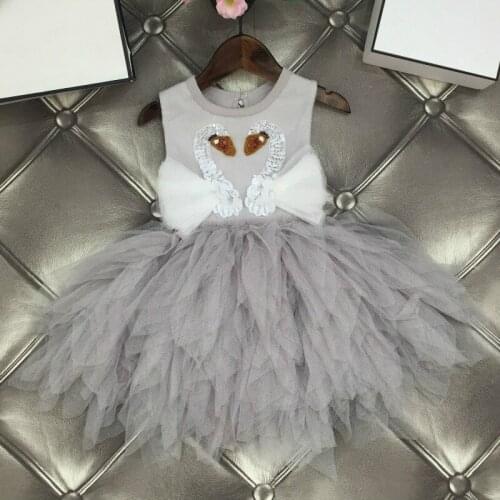 Girls Handmade Tutu Dress Wedding Dresses Kids Evening Birthday Party Princess Dress Communion Swan Beading Mesh Clothing CA9691