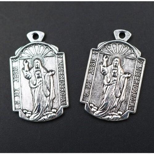 6pcs Jesus Silver Color Charms, Virgin Mary Charms, Christian Charms, Medal Commemorative Charms, Jewelry Findings 30*18mm