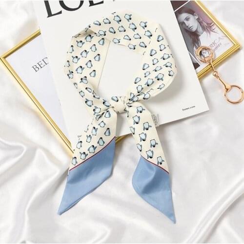 6*100cm Long Skinny Silk Neck Scarf Women Animals Print Hair Band Bag Scarves Lady Collar Tie 2021 New Design Foulard Headband