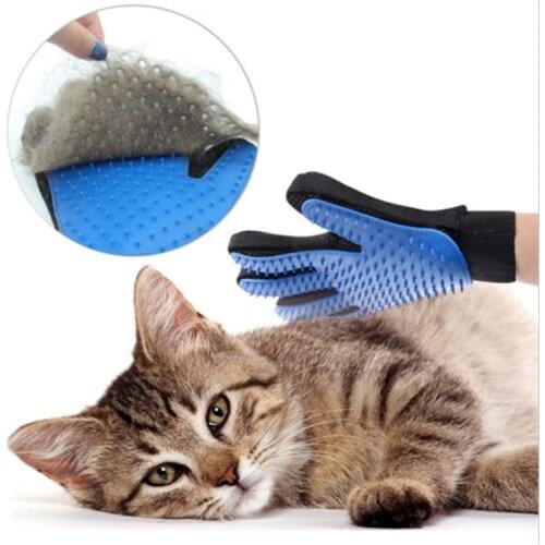 Silicone dog hair removal gloves comb soft use pet cat gloves beauty bath hair cleaning comb efficient massage comb supplier