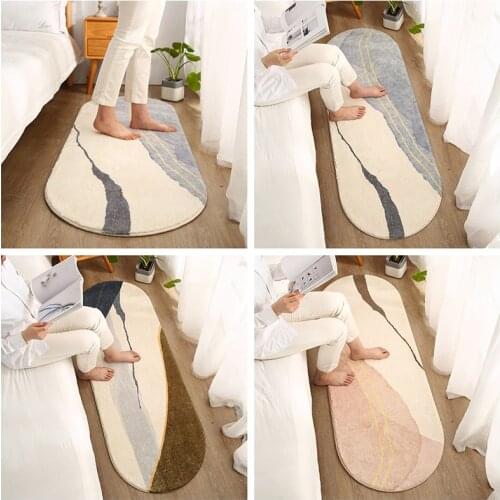 Nordic Carpet Bedside Rugs Oval Soft Floor Mat Modern Simplicity Area Carpet Thicken Rug Strip Soft Door Mat Home Decor Alfombra