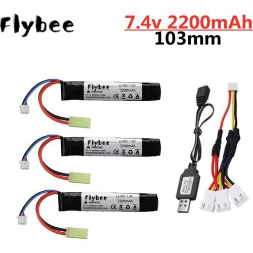 Water Gun 2S 7.4V 2200mAh lipo battery for Mini Airsoft BB Air Pistol Electric Toys Guns Parts 103mm 7.4v Gun Batery Charger Set