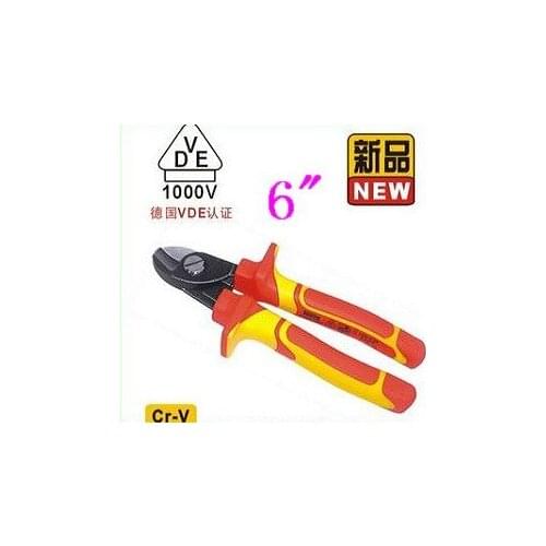 BESTIR taiwan made Cr-V steel 6" 1000v insulated Heavy Duty cable shear VDE wire cutting plier NO.10646 freeshipping