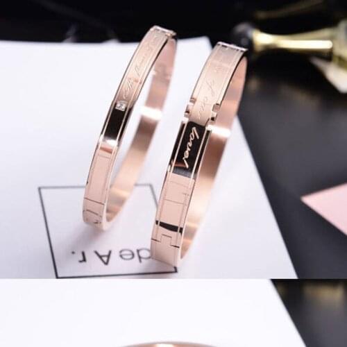 Top Quality couple lover lettering bangle Fashion Jewelry Cuff Carter Bracelets Bangles 316L Stainless Steel Bracelets For Women