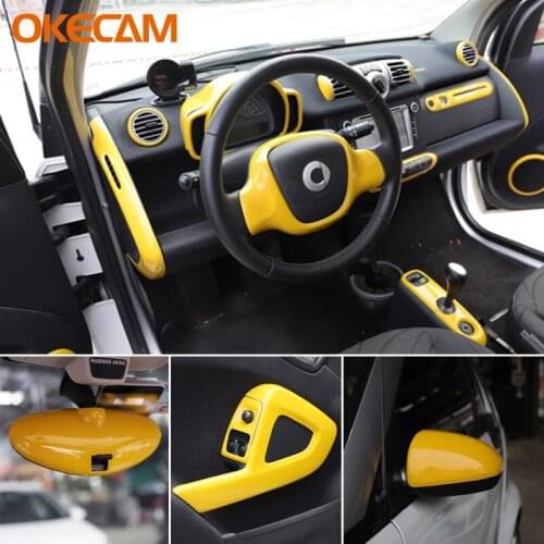 Yellow Interior Cover Full Set ABS Shell For Mercedes Smart 451 Fortwo 2009-2014 Car Decorative Accessories Stylish Modify