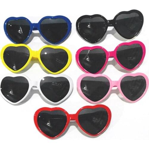 Women Sunglasses Love Special Effects Glasses PC Frame Light Change Love Heart Lens Colorful Sun Glasses Female Red Pink Shades
