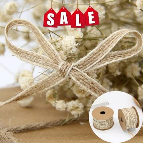 10M/Roll Jute Burlap Rolls Hessian Ribbon With Lace Vintage Rustic Wedding Decoration Party DIY Crafts Christmas Gift Packaging