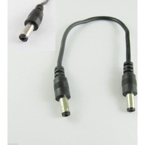 10pcs black CCTV DC Power Plug 5.5 x 2.1mm Male To Male Connector Extension Cord Cable 20cm