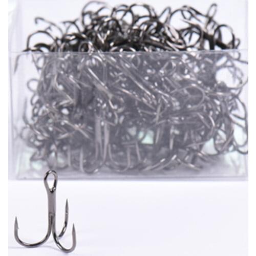 100pcs/lot Replaceable Fish Hooks High Carbon Steel Treble Hooks Fishing Tackle 8# 12# Optional