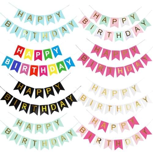 1set Happy Birthday Banner Baby Shower Birthday Party Decorations Happy Birthday Bunting Garland Flags
