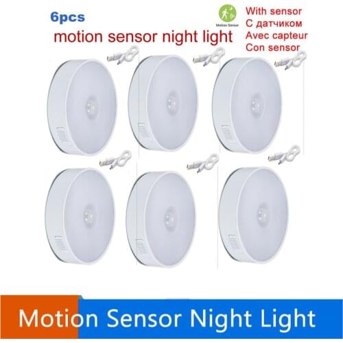 2-6pcs PIR Motion Sensor indoors Energy Saving Yard Path Garden Light usb charged led cabinet lamp night light warm white color