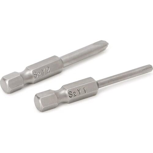 2 Pcs 50mm Magnetic 1/4'' Hex Shank Tri-wing Y Tip Head Screwdriver Bits Set