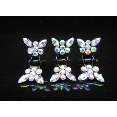 60 Pcs White Butterfly Crystal Flower Mini Hair Claw Clamp Hair Clip Hair Pins