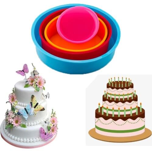 8 inch Silicone Layered Cake Round Shape Mold Kitchen Bakeware DIY Desserts Baking Mold Mousse Cake Moulds Baking Pan Tools