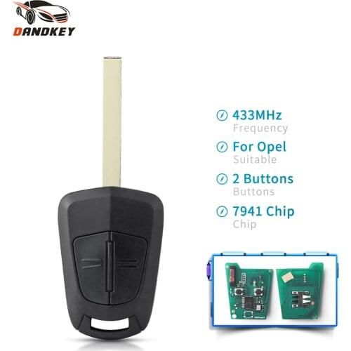 Dandkey 2 Buttons For Opel Vauxhall Astra H J G Corsa D Zafira Meriva B Agila Insignia Remote Car Key PCF7941 433Mhz HU100 Blade