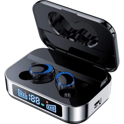 Wireless Bluetooth Earphone In-Ear Headphone LED Disaply Powerbank 2200mA Breathing Lamp IPX7 Waterproof Earbuds 100 Hours Play