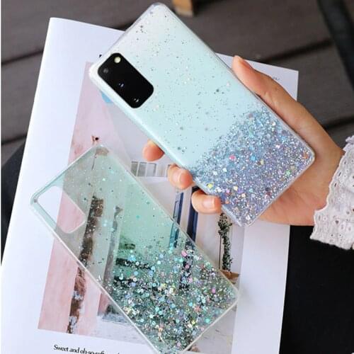 Silver Foil Glitter Powder Clear Phone Case For Samsung Galaxy M A91 81 71 41 31 21 A70 60 50 40 30 20S E J7Prime Soft TPU Cover