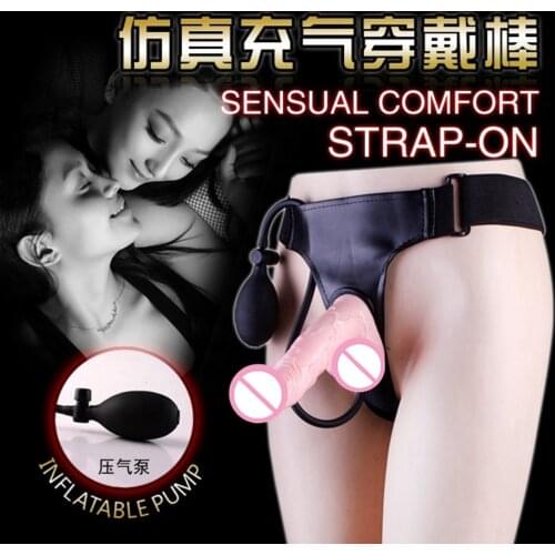 Hot New Strap ons,Lesbian Sex Toys Soft Inflatable Strap-on Dildo Harness for Women, Sex Goods Retail