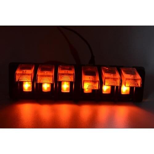 45% Hot Sales!!!16A Red LED Light 6 Gang Marine Car Boat Rocker Switch Panel Circuit Breaker