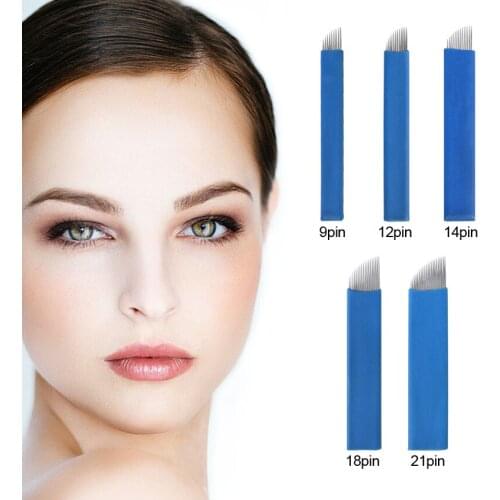 Tattoo needle 9 Pin Permanent Makeup Eyebrow Tattoo Blade Microblading Needles For 3D Embroidery Manual Tattoo Pen Machine