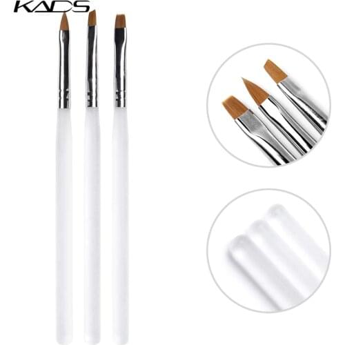 KADS 3pcs/set White Professional Nail Art Brush Nail Painting Tool Pen Polish Brush Set Nail Art Painting Brush DIY