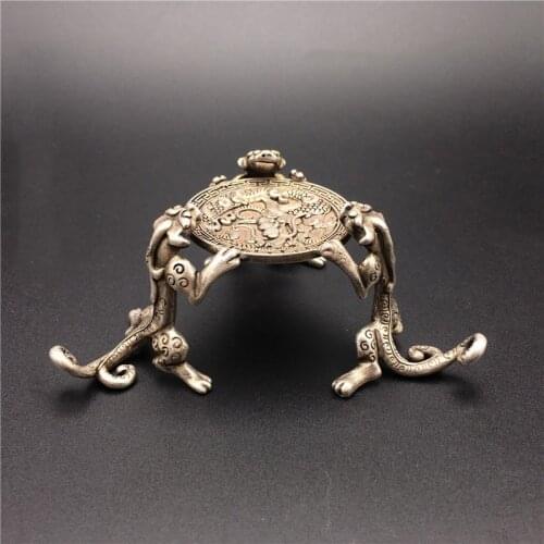 Collection of Chinese Tibetan Silver Chilong Pixiu Wax Taiwan White Copper Gilt Silver Home Furnishing Supplies Decoration
