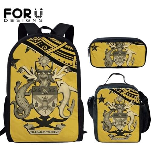 FORUDESIGNS Solomon Island Design 3PCS Schoolbag Set High Quality Portable Women/Men School Bag Travel Mochila Children Book Bag