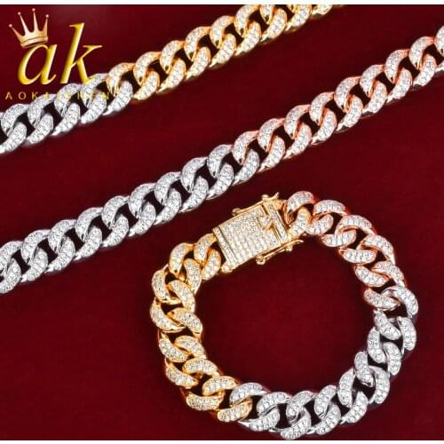 Bracelet Set For Women Charm Gold Color Cuban And Tennis Bracelet Heavy Copper Iced Out Rock Street Hip Hop Jewelry