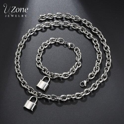 UZone Punk Stainless Steel PadLock Pendant Necklace Brand New Cable Chain Necklaces Rock Men Jewelry For Boyfriend Birthday Gift