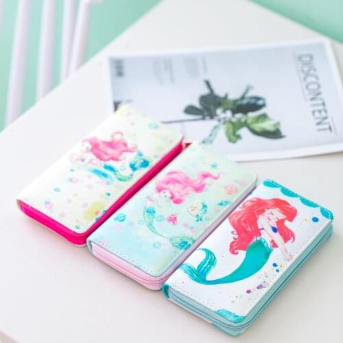 Disney Cute fashion coin bag mermaid cartoon long wallet large capacity clutch multifunctional zipper wallet