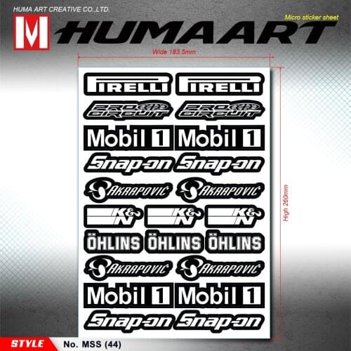 HUMAART Motocross Racing Sponsor Stickers Bomb Graffiti Decor Vinyl Decals for MX Motorcycle Fairing Quad ATV Helmet , Black