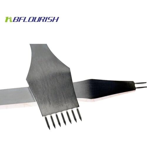Newest Leather Punching Pricking Round Chisel Tools 3mm&4mm Spacing 2+7 Prong,DIY Handmade Stitching Leather Craft Treatments