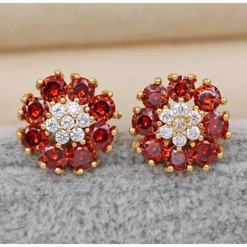 New Trendy Stud Earrings for Women Gold plated Earring with stone Zircon Trendy Jewelry for Party Wedding Anniversary Gift