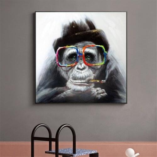 Monkey Smoking a Cigar Graffiti Art Canvas Paintings On the Wall Art Posters And Prints Black Monkey Art Pictures For Kids Room