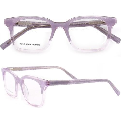 Women Vintage Eyeglass Frames for Men square Clear fashion Transparent Rx Spectacles Glasses Full-rim Lightweight Purple Grey