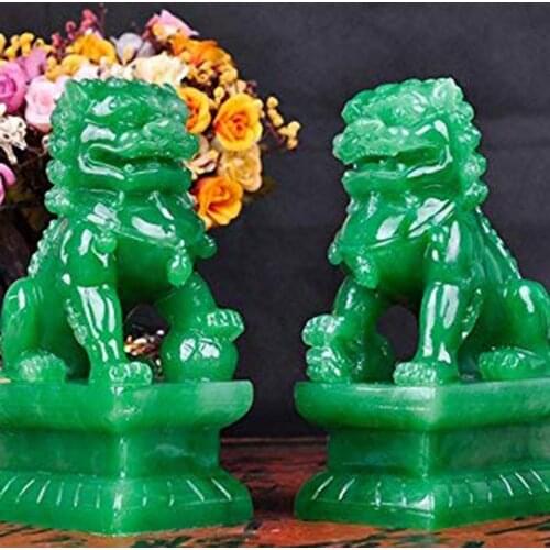 A Pair Of Fu Foo Dogs Guardian Lion Statues Stone Finish Feng Shui Ornament Cultural Element Asian Foo Dog For Home Decorat