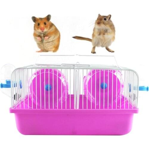 Portable Hamster Carry Cage For Rodent Outdoor Travel Gerbil Ferret Habitat Cage With Running Wheel Guinea Pig Mice Carrier Box