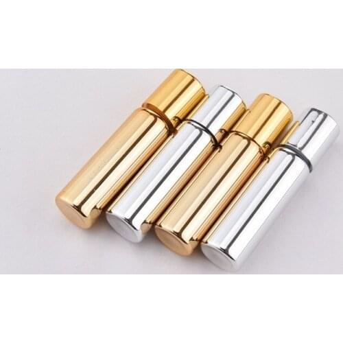 Empty 5ML Mini frosted glass perfume container with silver gold atomizers aluninum caps 5cc fragrance sprayer bottle liun3974